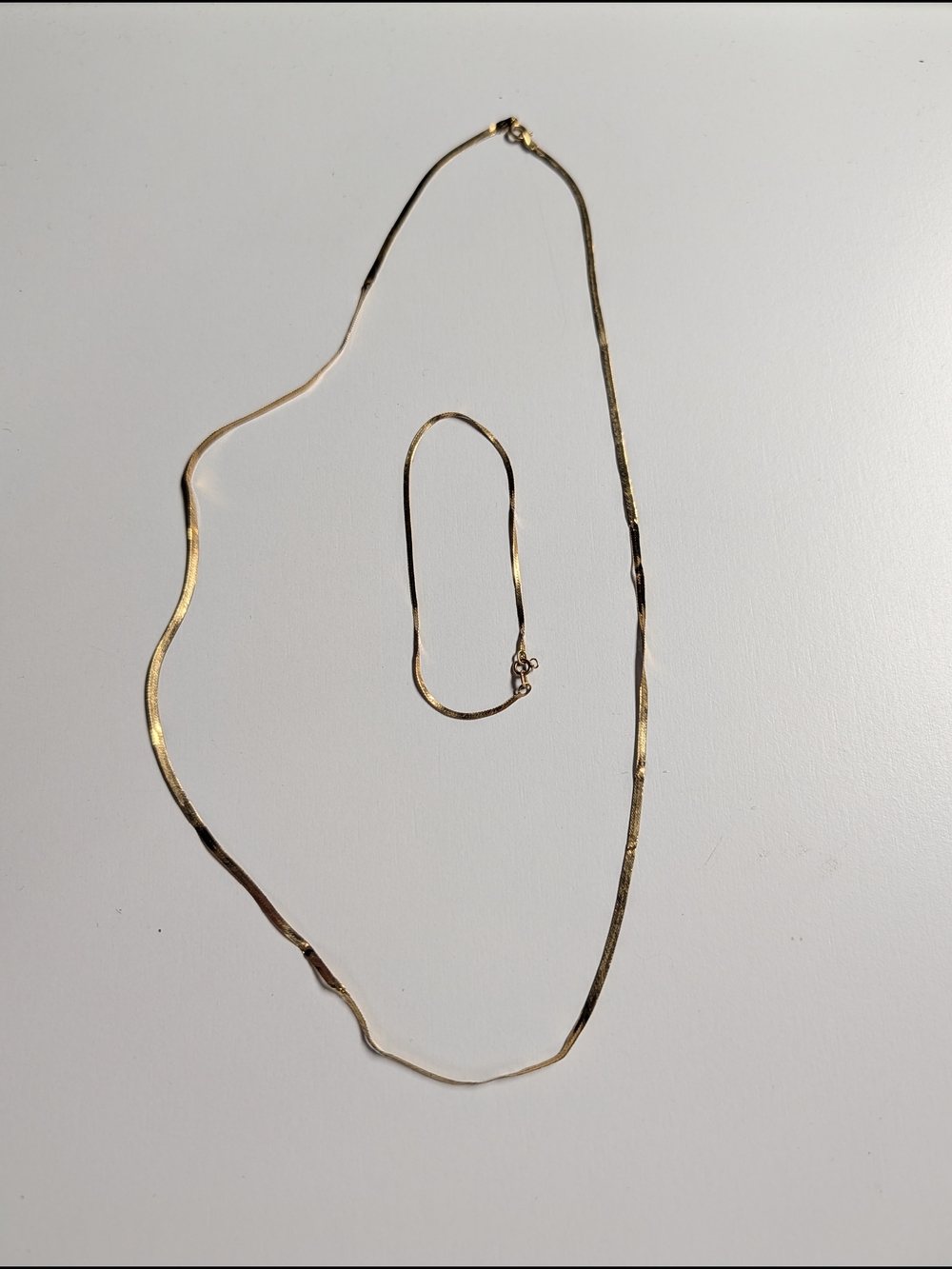 Milor classic 18K Solid Gold Herringbone Necklace with Matching Bracelet